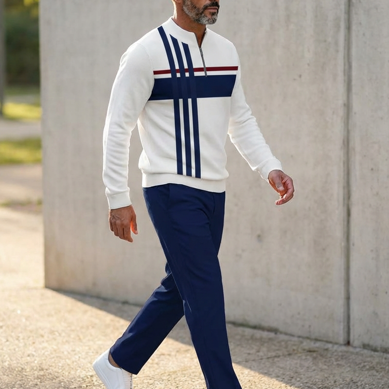 Conjunto para hombre con estampado gráfico – suéter y pantalón –