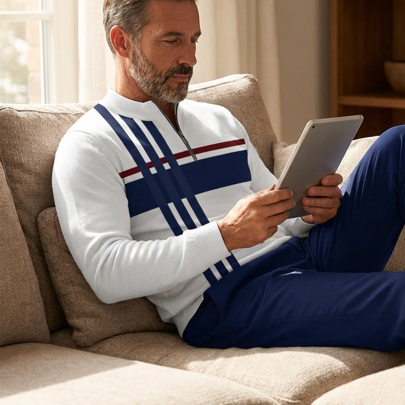 Conjunto para hombre con estampado gráfico – suéter y pantalón –